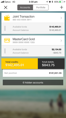 account balance credit card find commbank app